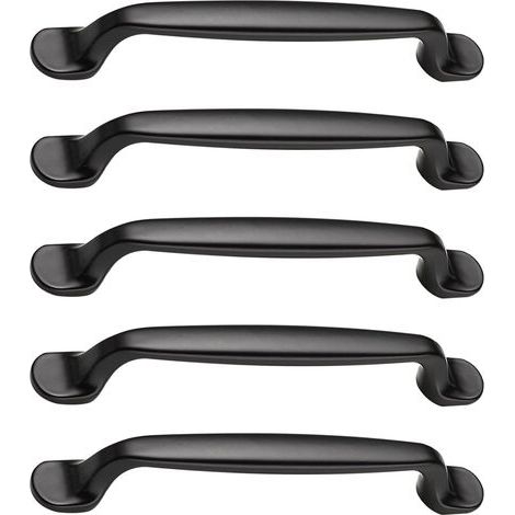 5 Pièces Poignée Meuble Noires, Poignée Entraxe 128mm,Poignée De Meuble En Alliage Aluminium, Pour Meuble, Tiroir, Armoire, Commode, Placard De Cuisine Et Chambre (1/5)