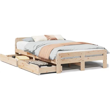 Lit double，Lit adulte，Cadre de lit sans matelas 120x190 cm bois de pin massif CFW146160