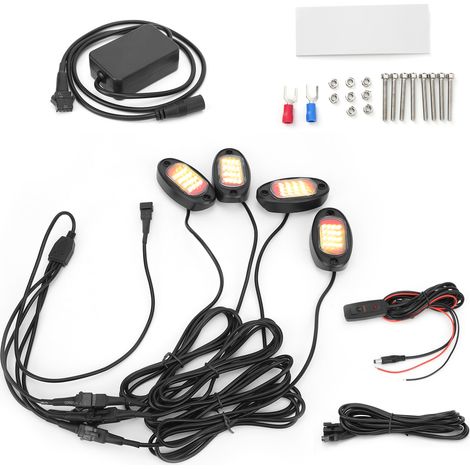 Kit d'éclairage LED pour roches 1V4 avec télécommande Bluetooth, lampe néon étanche et musicale pour châssis de voiture, camion tout-terrain (1/5)