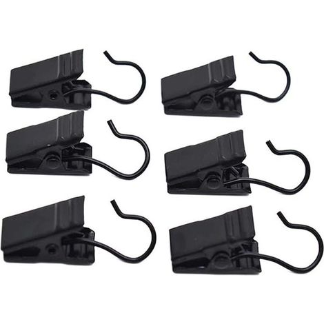 Lot de 20 Crochet à Pince Clips pour Rideaux Anneaux à Pince, Clips de Rideau, Clips de Rideau en Acier Inoxydable avec Crochets (noir) (1/5)