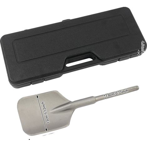 Herramienta de excavación, acero cromado duradero, compatible con martillo eléctrico, color plata y negro. (1/2)