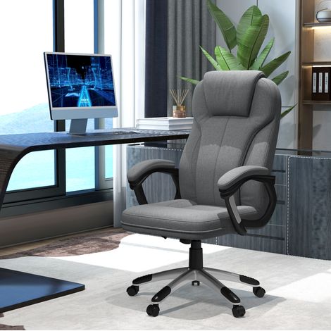 Silla de oficina de poliester gris con funcion basculante, giratoria 360°, altura regulable 66x75x110-120 cm (1/5)