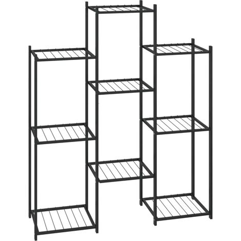 Jardinière étagère de plantes robuste 83 x 25 x 100 cm en fer noir