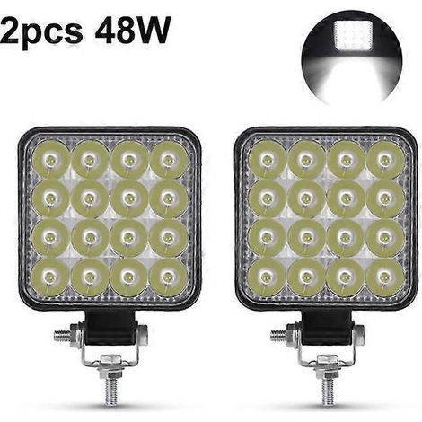 Barre lumineuse LED Nlpearl pour voiture, projecteur, barre LED tout-terrain 12V/24V pour camions, 4x4, SUV, quads, feux antibrouillard LED (2 pièces, 48W). (1/5)