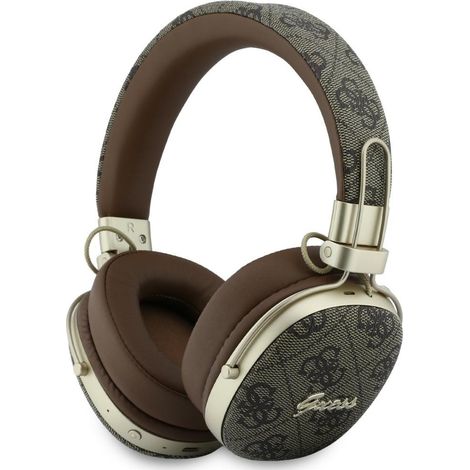 Cuffie circumaurali Guess Bluetooth ENC con logo in metallo 4G e scritta, colore marrone. (1/4)