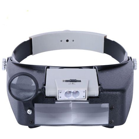 Stirnband-Uhrmacherlupe, Freisprechlupe mit Licht, vergrößernde Helm-Lupe mit LED-Licht, für Uhrmacher, Juweliere, zum Lesen