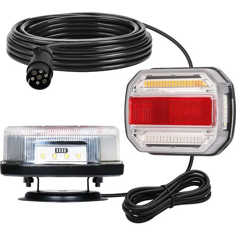 Feux Arrière Remorque LED Magnétiques 12V/24V Feu de Remorque Aimanté 7,5M Câble 7 Broches Plug (1/5)