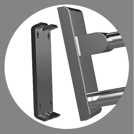 Normbau Inox Care Stützklappgriff vario links, L gleich 900, mit