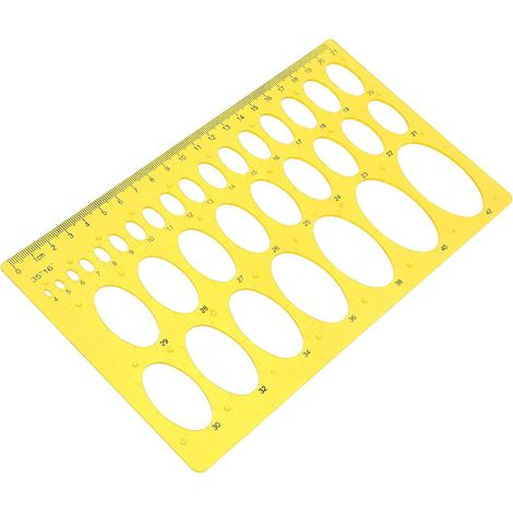 Gabarit d'ellipse en plastique orange Hemobllo avec échelle (1/5)