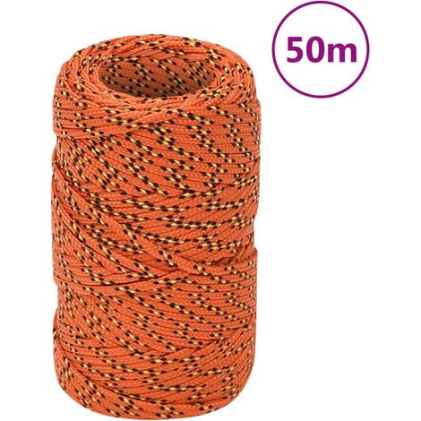 Corde marine tressée en polypropylène orange 2 mm, 50 m pour voile et amarrage - PANGIVO (1/5)