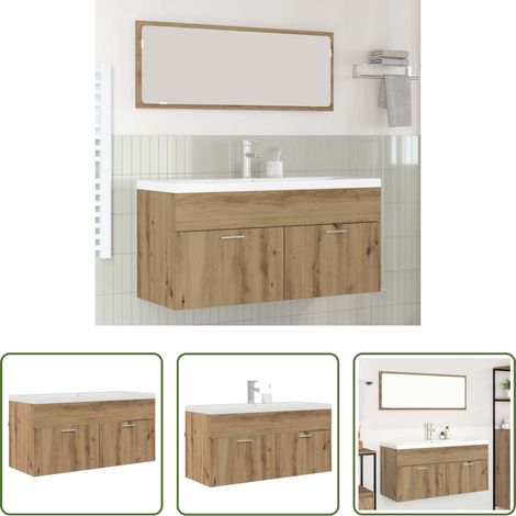 vidaXL Holzschrank - Badezimmerschrank Wandmontiert Artisan-Eiche 100 x 38,5 x 46 cm (1/5)