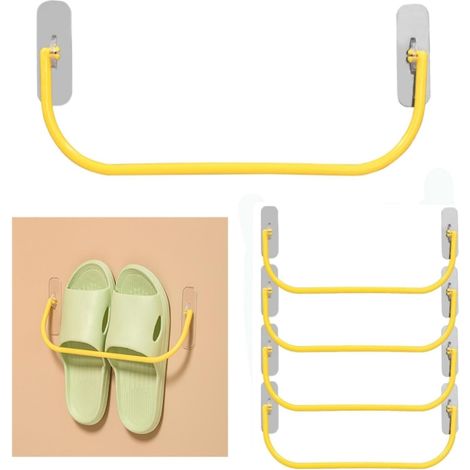 （Jaune）5 Pièces Étagère Chaussures pour Montage Mural Porte, Étagère Chaussures Support Mural Set, Étagère Chaussures Murale, Porte Chaussures Pliant à Suspendre, Montage Mural sans perçage