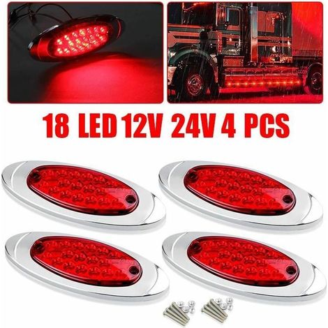 4x Luci di posizione laterali rosse a 18 LED per camion rimorchi camper luci di ingombro 12V (1/5)