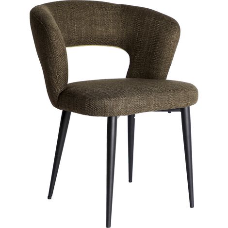 Chaise contemporaine verte design en polyester et bois noir - Vert profond et bois noir (1/5)