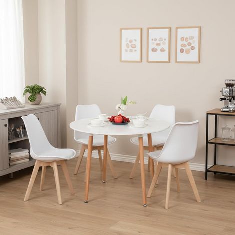 Esstisch-Set mit 4 Stühlen, weiß, skandinavisch, 100cm (1/5)