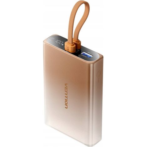 Batterie externe Vention 10 000 mAh USB-C + Lightning + USB-A 22,5 W avec affichage LED en cuivre (1/2)