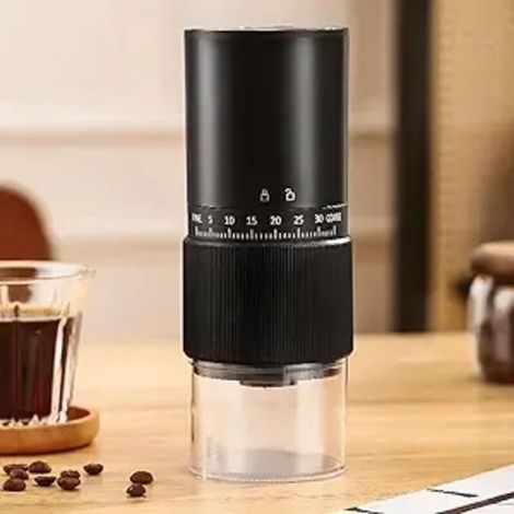 Moulin à café électrique, silencieux et réglable, pour la maison et les voyages, broyeur automatique avec lames en acier inoxydable, portable et silencieux (noir)
