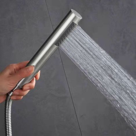 Pomme de douche en acier inoxydable brossé, douchette, douchette de baignoire, flexible de douchePratique et pratique (1/4)