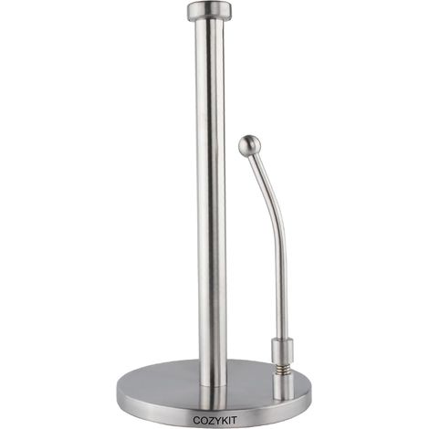 Paper Towel Holder, Paper Towel Holder with Spring, Practical Paper Holder, Paper Towel Dispenser, Roll Holder, Kitchen Towel Holder, Stainless Steel (1/5)