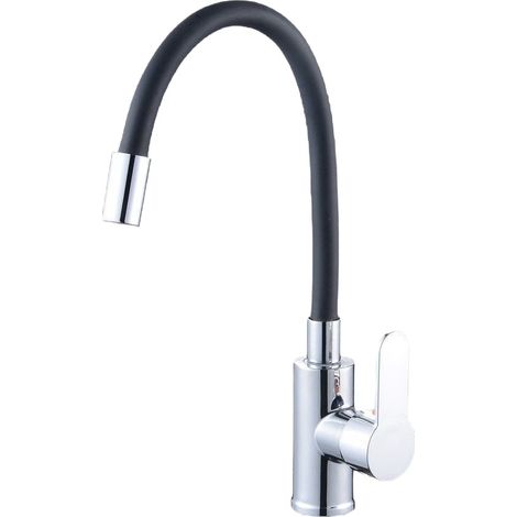 Mitigeur d'évier avec bec flexible , mitigeur de cuisine flexible rotatif à 360° avec filtre économiseur d'eau (1/4)