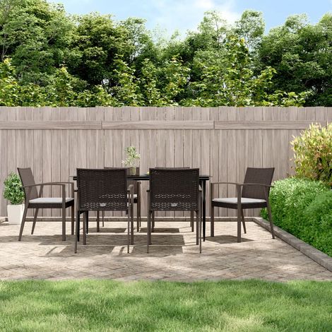 Set Pranzo da Giardino 7 pz con Cuscini in Polyrattan e Acciaio vidaXL (1/5)