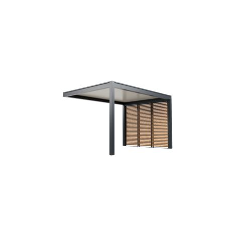 Paroi Latérale Coulissante Aluminium Anthracite et Aspect Bois 3m Pour Pergola Adossée O ORIAL France (1/5)