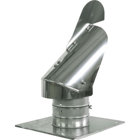 Chapeau de cheminée de 150 mm avec ailettes anti-refoulement et plaque de toit supplémentaire. (1/2)