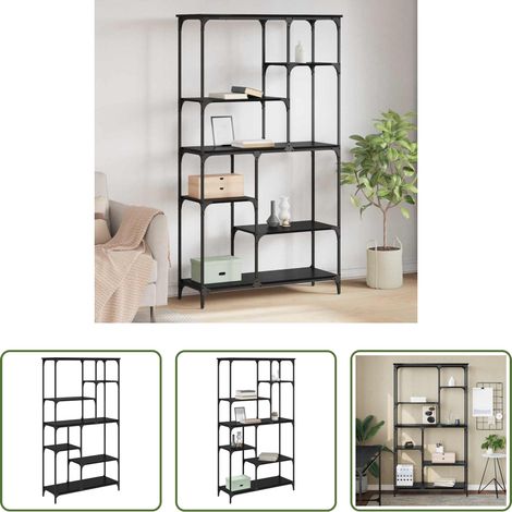 Holzregal - Bücherregal Schwarz Eichen-Optik 99 x 35,5 x 176 cm (1/5)