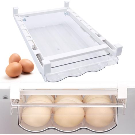 Plateau à œufs Pour Réfrigérateur, Boîte à Oeufs en Plastique,Tiroir Porte-œufs, Boîte de Rangement Oeuf Frigo, Porte-œufs Organisateur de Réfrigérateur avec Rail Coulissant (1/5)
