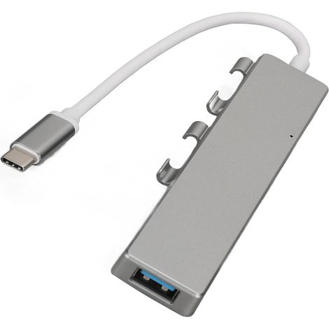 Adaptateur USB C Multiport 4 en 1 avec Port de Charge, 3 Ports USB et Connexion USB C - Gris (1/5)