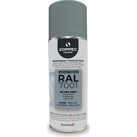 Peinture Acrylic Premium Gris argent Brillant 400Ml RAL7001- SOPPEC - 424124