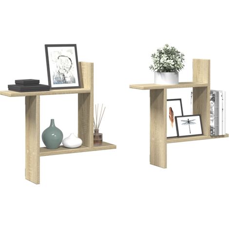 Wandregale 2 Stk. Sonoma-Eiche 50x12x50 cm Holzwerkstoff vidaXL (1/5)