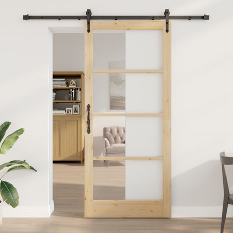 Maison Exclusive - Schiebetür Natürlich und Schwarz 93 x 211 cm (1/5)