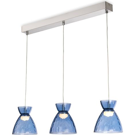 Firstlight Royale Barre lumineuse Royale 3 chromée avec verre décoratif bleu, 3 LED 406 lm 3000 K