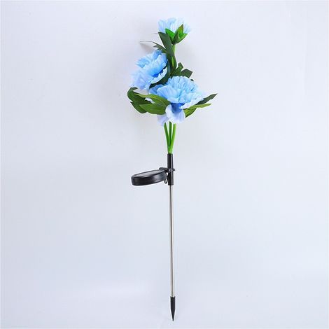 Lampe solaire LED imitation pivoine bleue à 3 têtes, étanche IP65, lampe de décoration de jardin style campagnard A8 (1/4)