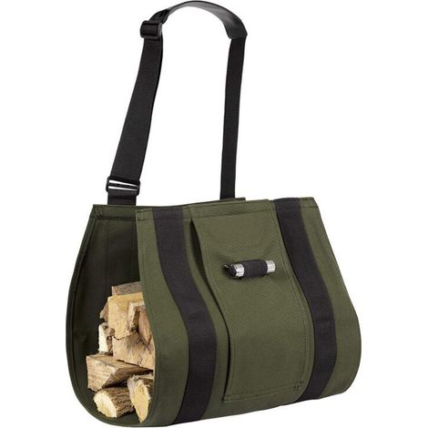 Brennholztasche aus Segeltuch – Faltbarer und wasserdichter Holzhalter mit großem Fassungsvermögen, tragbare Brennholztasche, Brennholzregal aus Segeltuch (Grün) (1/4)