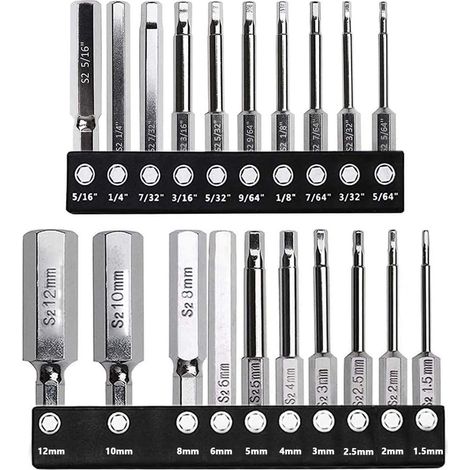 Set de 20 Embouts Hexagonaux Magnétiques 6.35mm Embouts de Tournevis pour Perceuse, Longueur 60mm