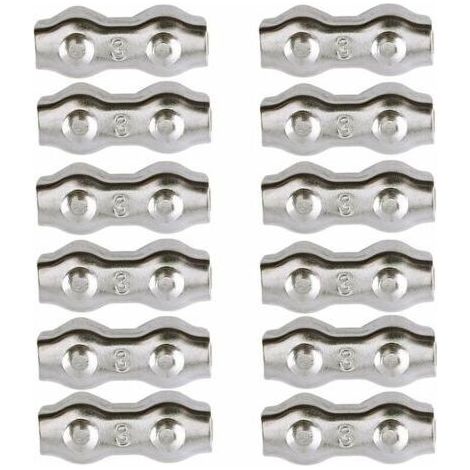 LaBlanc - Serre-câble , Serre Cable Acier 3mm 12 Pièces Serre Câbles Duplex Pince de Câble Acier inoxydable 304 D'agrafe de Câble,Câble Poignées pour 2mm Câble Métalliques Pince À Câble Corde à Linge (1/5)