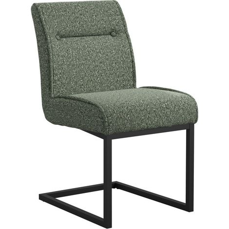 Cleaver Dining Chair (Pack of 2) - Tweed/Metal - L62 x W48 x H90 cm - Desert Sage/Black - Partially Assembled