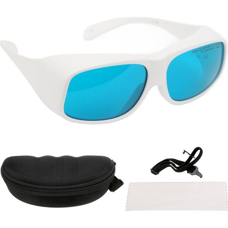 Lunettes de protection laser, protection laser 650 nm, couverture complète, peuvent être équipées de lunettes correctrices, blanches. (1/5)