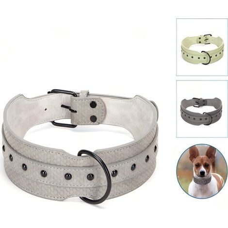 Collier en cuir à rivets pour grands chiens, ajustable (1/3)