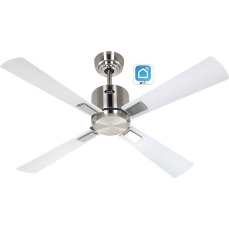 Ventilateur de plafond WiFi CasaFan 942131W ECO NEO III 103cm Chrome/Blanc & Gris (1/5)