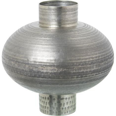 Vase En Aluminium Sculpté Argent Vieilli °33X33 Cm (1/5)