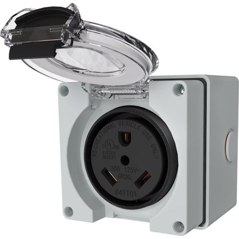 Elektrische Anschlussdose, NEMA TT-30R 125V Steckdose, staub- und wetterfest für den Außenbereich, geeignet für Wohnmobile, Elektrofahrzeuge, Generatoren usw.