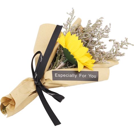 Bouquet de tournesols fleurs séchées naturelles déco mariage cadeau de fête (Jaune) (1/3)
