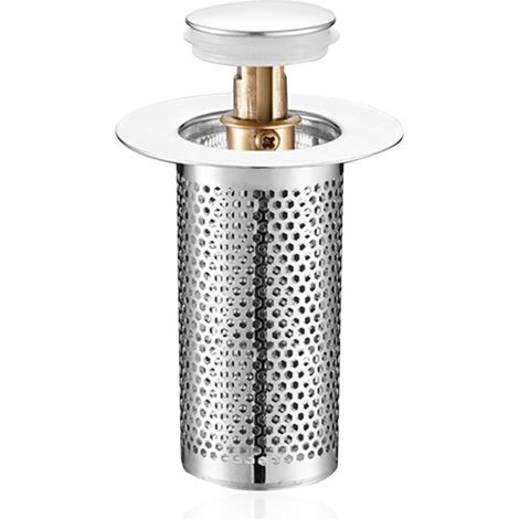 Crépine d'évier en acier inoxydable, bouchon de vidange d'évier à poussoir, longue, 1 pièce (1/5)
