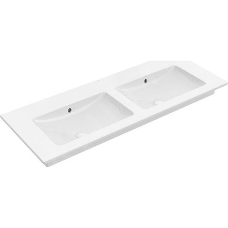 Meuble double vasque VB Venticello 1300x500mm rectangle avec dessus en surélévation, blanc alpin (1/3)