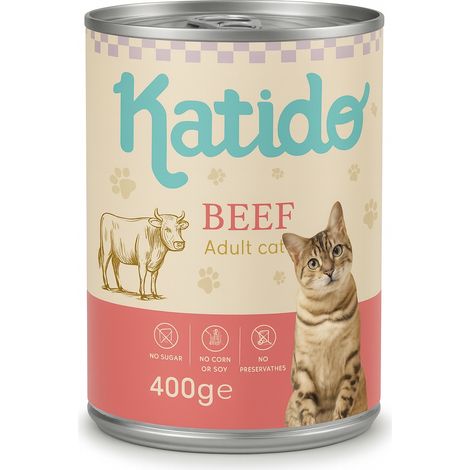 Cibo umido in scatola Katido Premium per gatti adulti, manzo, 400 g