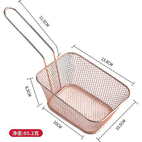 Frittierkorb, Snackeimer, Aufbewahrungskorb für frittiertes Hähnchen, Frittierkorb, Ölsieb, kreatives Geschirr – J – Groß – Roségold