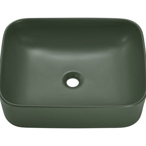 Vasque à poser en céramique verte matte - L 50.5 x 38 cm - Gamme Kama - Livraison gratuite